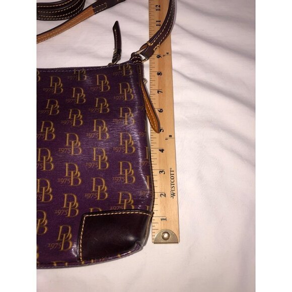 Dooney & Bourke Crossbody Bag Plum Gold DB 1975 Brown Leather Trim Adjustable - Picture 12 of 14